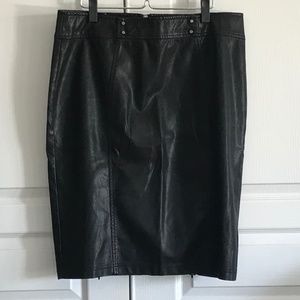 SETH AARON Designer Faux Leather Skirt Black Sz 16